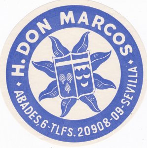 Spain Sevilla Hotel Don Marcos Vintage Luggage Label sk2779