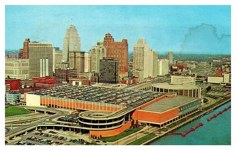 Postcard AERIAL VIEW SCENE Detroit Michigan MI AS5186