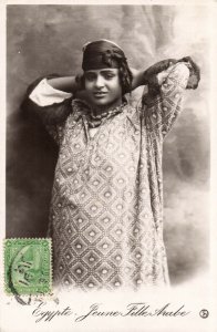 PC CPA EGYPT, TYPES AND SCENES, FILLE ARABE, REAL PHOTO POSTCARD (b8921)