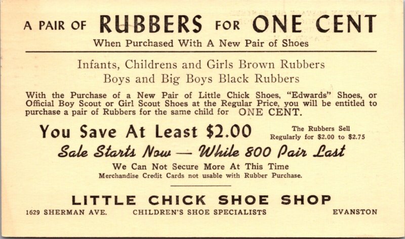 Advertising PC Little Chick Shoe Shop 1629 Sherman Avenue Evanston, Illinois