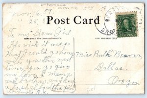 1909 Thanksgiving Pilgrim With Turkey Perrydale OR DPO (1870-1953) Postcard