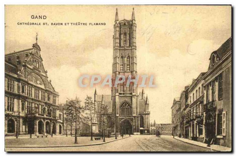 Postcard Old St Bavo Cathedral Ghent and Flemish Theater