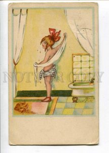 262783 ART DECO Nude Girl in Bath by KURT vintage PC