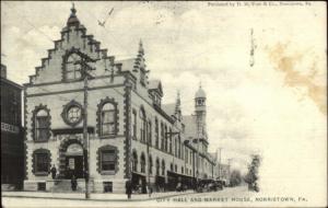 Norristown PA City Hall & Market House c1900 Postal Card Postcard