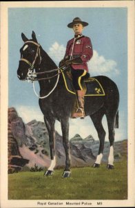 Royal Canadian Mounted Police Mountie on Horse Vintage Postcard