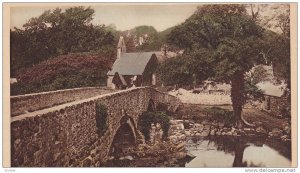 Llanystumdwy Bridge & Church, Criccieth, Wales, UK, 1910-1920s