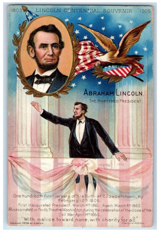 c1910's Abraham Lincoln The Martyred President Embossed Unposted Postcard