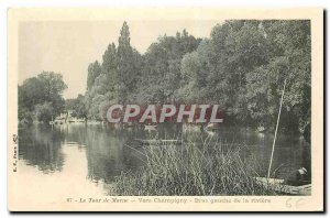 Old Postcard The Marne Tour Around Champigny left arm of the river