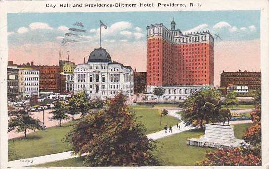 Rhode Island Providence City Hall And Providence Biltmore Hotel 1922