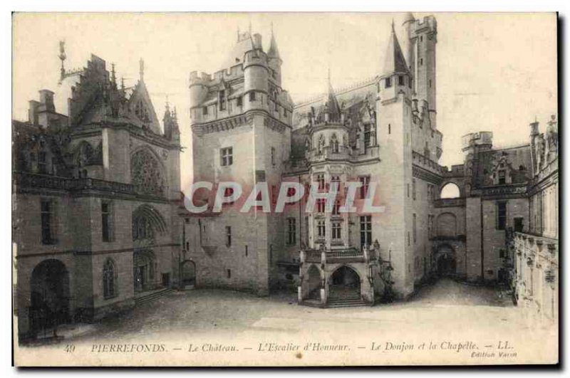 Old Postcard Pierrefonds Chateau Honor Staircase of the Dungeon and the Chapel