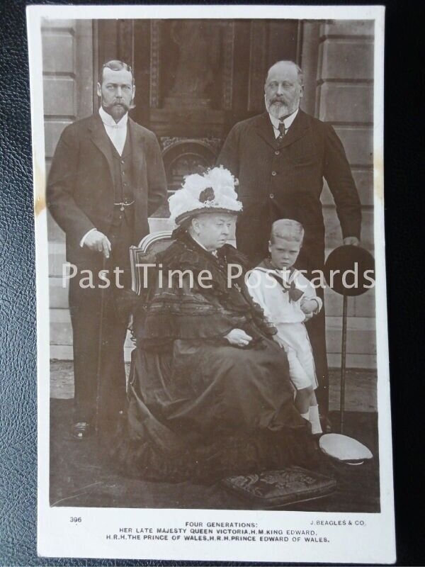 c1905 RPPC - Her Late Majesty Queen Victoria, H.M. King Edward, FOUR GENERATIONS