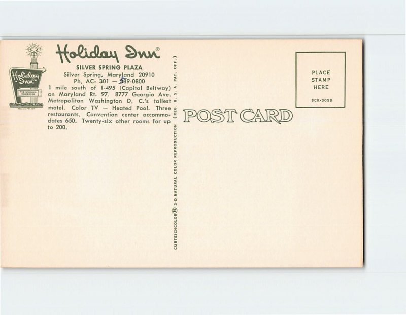 Postcard Holiday Inn, Silver Spring, Maryland