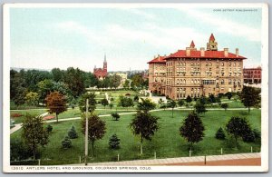 Vtg Colorado Springs CO Antlers Hotel & Grounds 1910s Old View Postcard