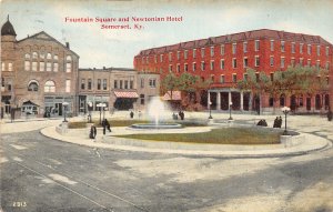 F75/ Somerset Kentucky Postcard 1910 Fountain Square Newtonian Hotel