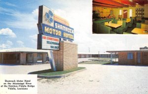 SHAMROCK MOTOR HOTEL Vidalia, LA Roadside Natchez c1950s Chrome Vintage Postcard