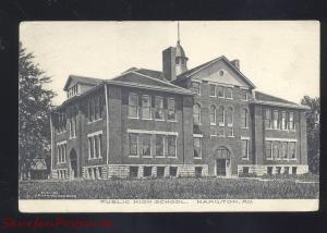 HAMILTON MISSOURI PUBLIC HIGH SCHOOL BUILDING ANTIQUE VINTAGE POSTCARD MO.