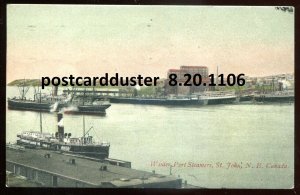 1106 - ST. JOHN NB Postcard 1906 Winter Port Steamers