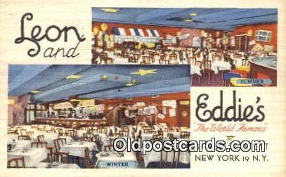 Leon & Eddie's Restaurant, New York City, NYC USA Unused light crease right t...