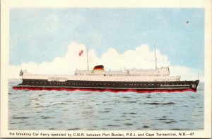 Vtg Ice Breaking CNR Ferry Between Prince Edward Island & New Brunswick Postcard