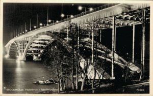 Sweden Stockholm Västerbron i Fasadbelysning RPPC 06.67