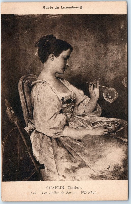 c1900s Paris, France Luxembourg Museum Soap Bubbles Chaplin Painting A345