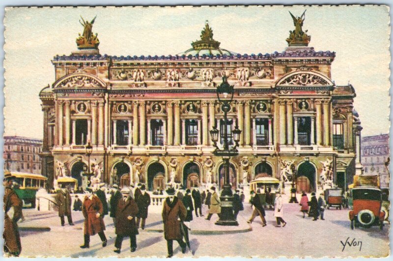 c1920s Paris, France Opera House Baroque Facade Statues Streetlamps Cars A359