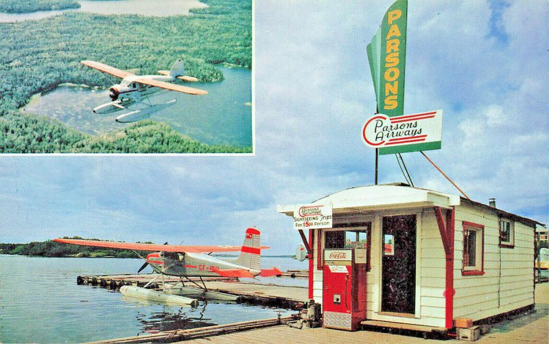 Kenora Ontario Parsons Airways Coca Cola Aviation Airplanes Postcard