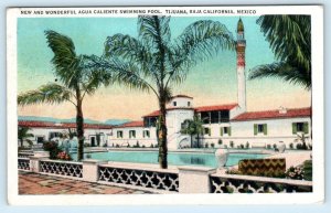 TIJUANA, MEXICO ~ Baja California AGUA CAIENTE SWIMMING POOL 1933 Postcard