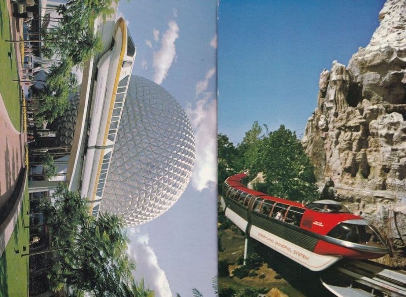 Walt Disney Disneyland Monorail Train 2x Postcard s