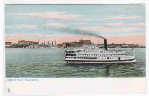 Steamer Norfolk Harbor Virginia Tuck 1910c postcard