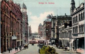 SYDNEY, Australia   BRIDGE  STREET  SCENE  Streetcars   1916     Postcard