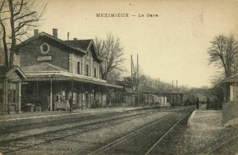 france, MEXIMIEUX, La Gare, Railway Station (1910s) Postcard