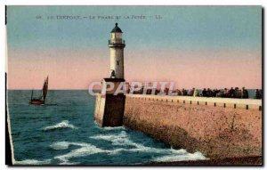 Treport Old Postcard Lighthouse and jetty (lighthouse)