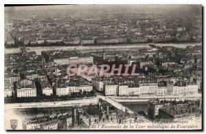 Postcard Old Lyon panoramic view taking the elevator to the metal tower Fourv...