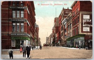 West Baltimore Street View Baltimore Maryland MD 1908 DB Postcard Q6