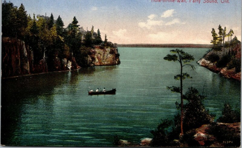 Vtg Hole In The Wall Parry Sound Ontario Canada Unused Antique Postcard