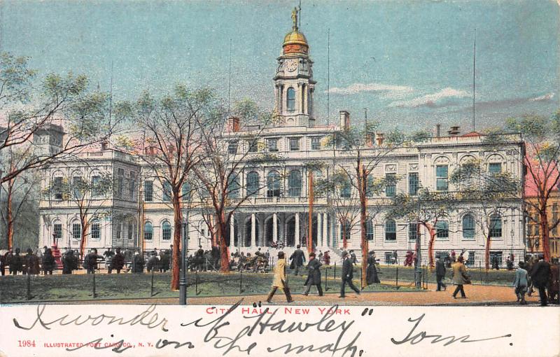 City Hall, New York, N.Y., Early Postcard, Used in 1906