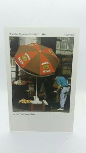 Vintage Postcard Flower Seller Figures of  London 1986 Simonds Bitter Advert