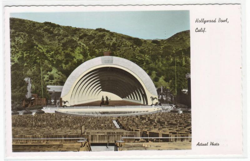 Hollywood Bowl California Color Tinted RPPC postcard
