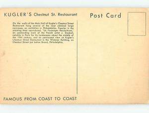 Postcard Of Painting At Kugler'S Restaurant Philadelphia Pennsylvania PA hs5113