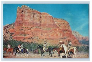 Vintage Movie Indians At Cathedral Rock Oak Creek Canyon Arizona Postcard P99E