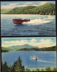 (2) NY LAKE PLACID George and Bliss Boat Line Fine Motor Boats advertisement