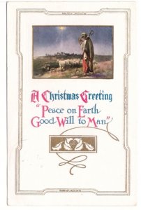 A Christmas Greeting, Star Of Bethlehem, Shepard, Vintage 1925 Embossed Postcard