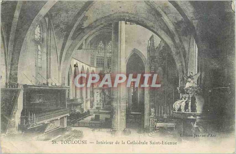 Postcard Old Toulouse Interior of Cathedrale Saint Etienne