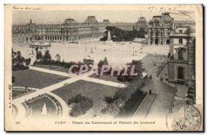 Paris Old Postcard Place du Carrousel and palace Louvrfe