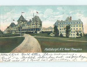 Damaged-Back Pre-1907 CHAMPLAIN HOTEL Plattsburgh New York NY B4907