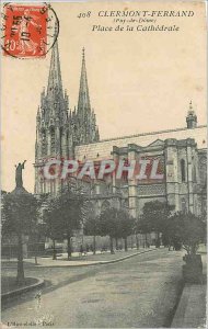 Old Postcard Clermont Ferrand Puy de Dome Cathedral Square