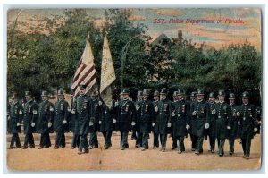 1914 Police Department On Parade Flags Scene Chicago Illinois IL Posted Postcard