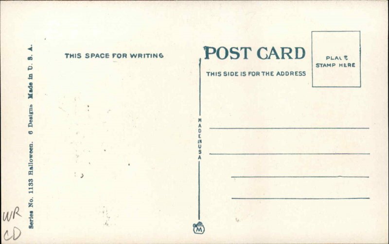 Halloween Owl & Witch Series 1133 c1915 Postcard EXC COND #2