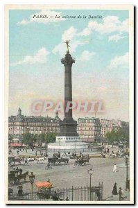 Old Postcard Paris The column of the Bastille